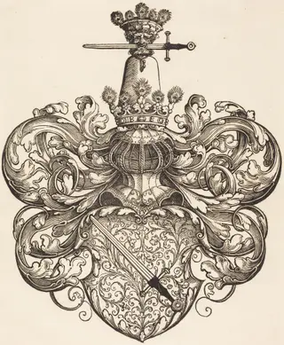 Coat of Arms of the Kress von Kressenstein Family, by Sebald Beham, ink, 1530
