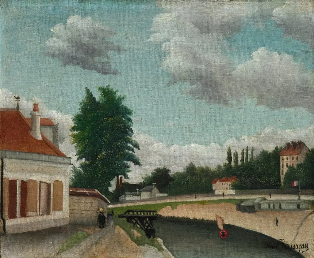 Outskirts of Paris, by Henri Rousseau, oil, 1901
