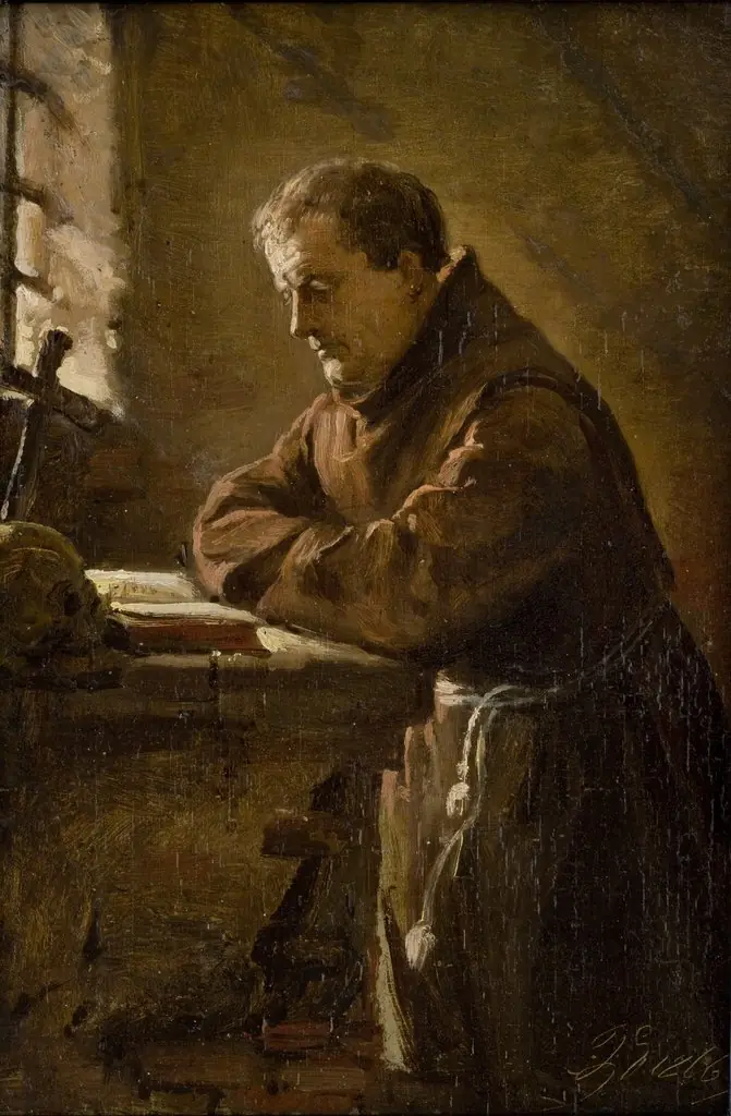 Praying Monk, by Andrzej Grabowski, oil, 1869