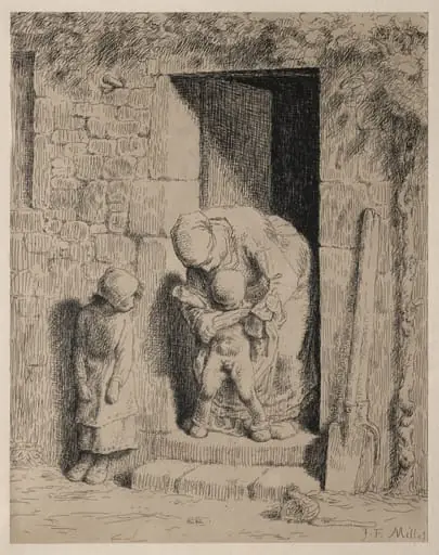 The Maternal Precaution, by Jean François Millet, 1860