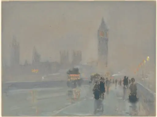 Big Ben, by Childe Hassam, gouache, 1897
