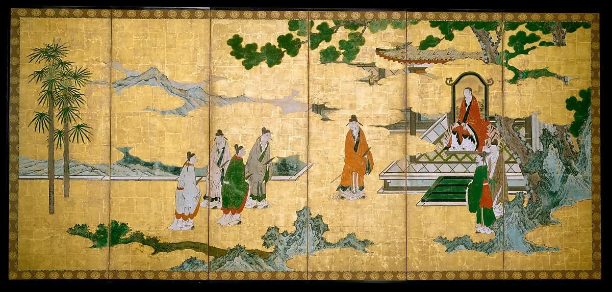 商山四皓・蘇東坡風水洞|The Return to Court of the Four Graybeards of Mount Shang (left); Su Shi’s Visit to the Wind and Water Cave (right, detail