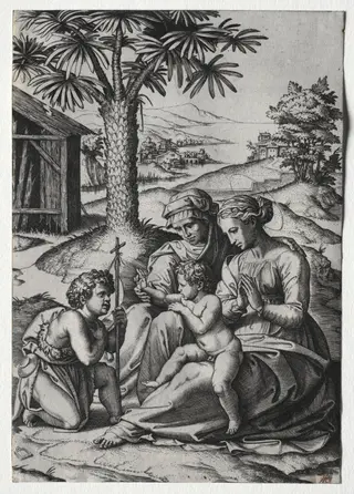 Madonna of the Palm Tree, by Marcantonio Raimondi, 1522