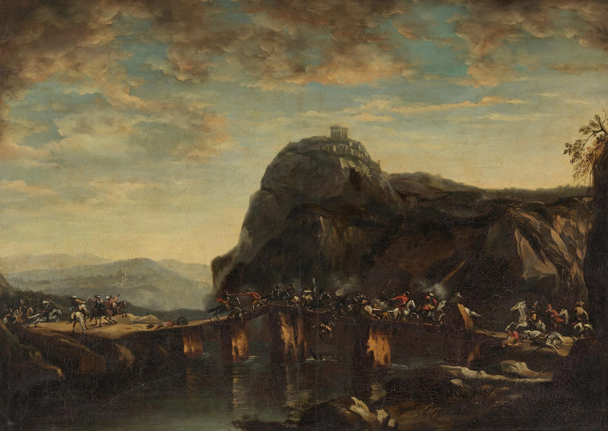 Cavalry engagement on a bridge, detail