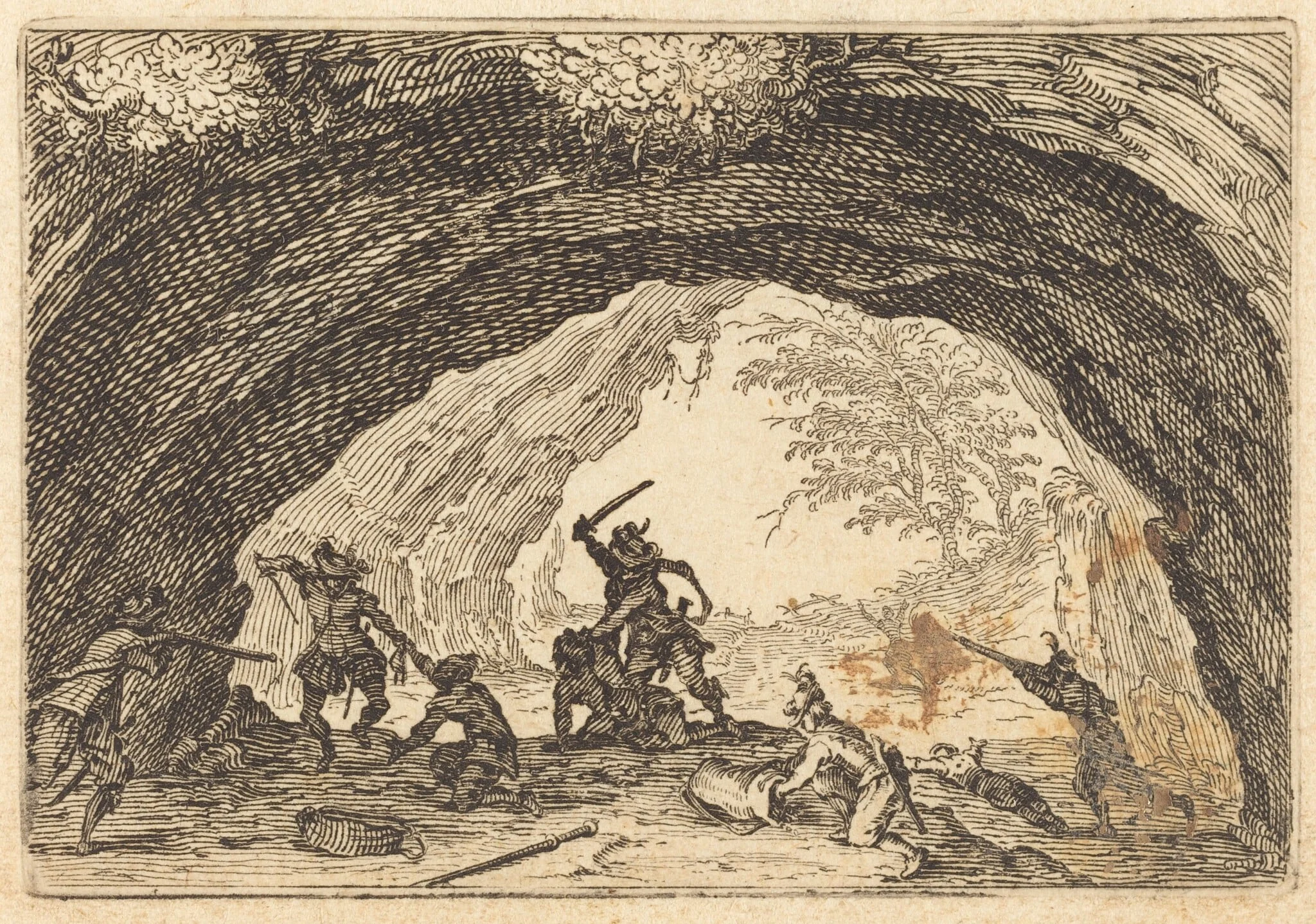 Soldiers Attacking Robbers, detail