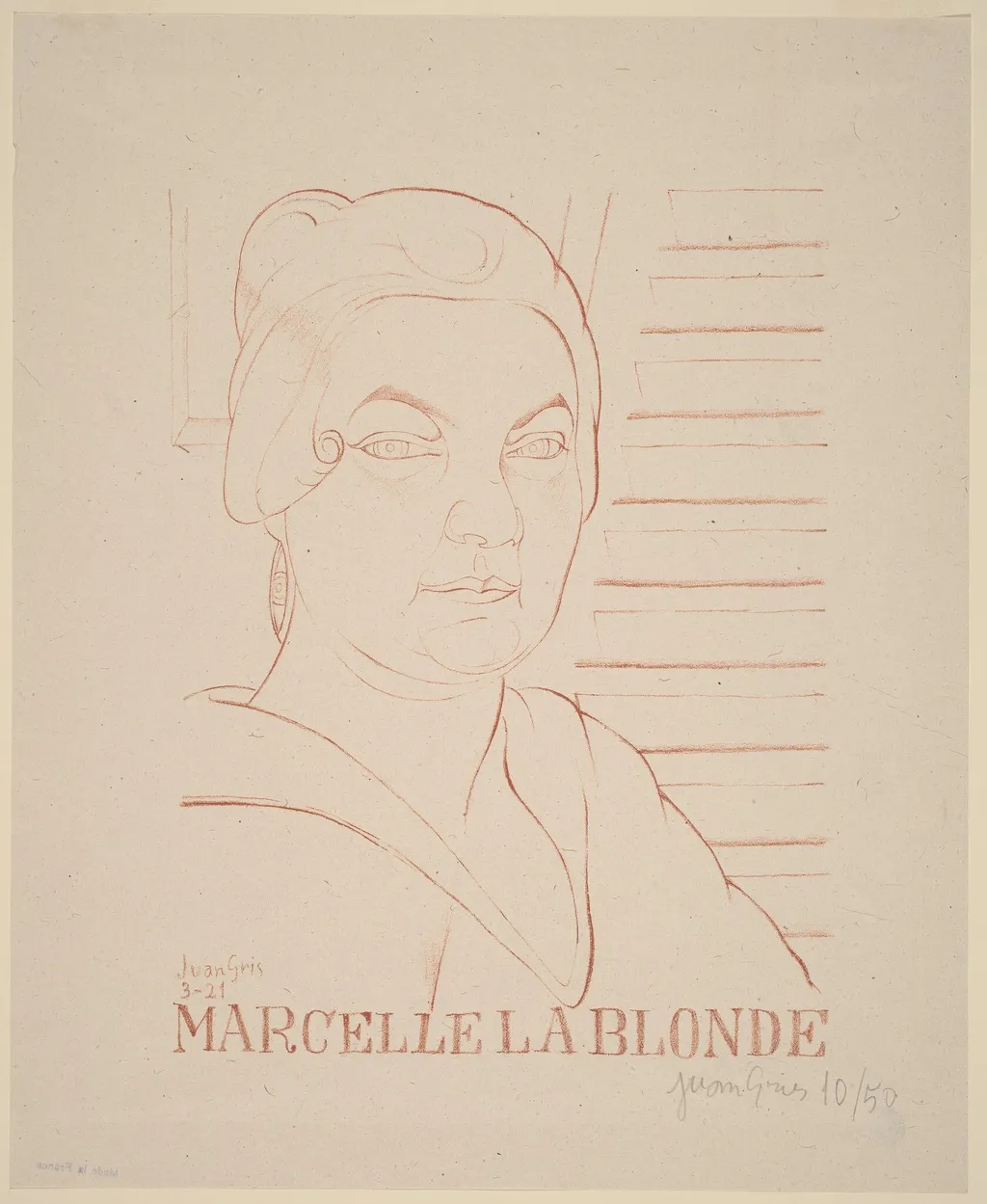 Marcelle la Blonde, by Juan Gris, ink, 1921