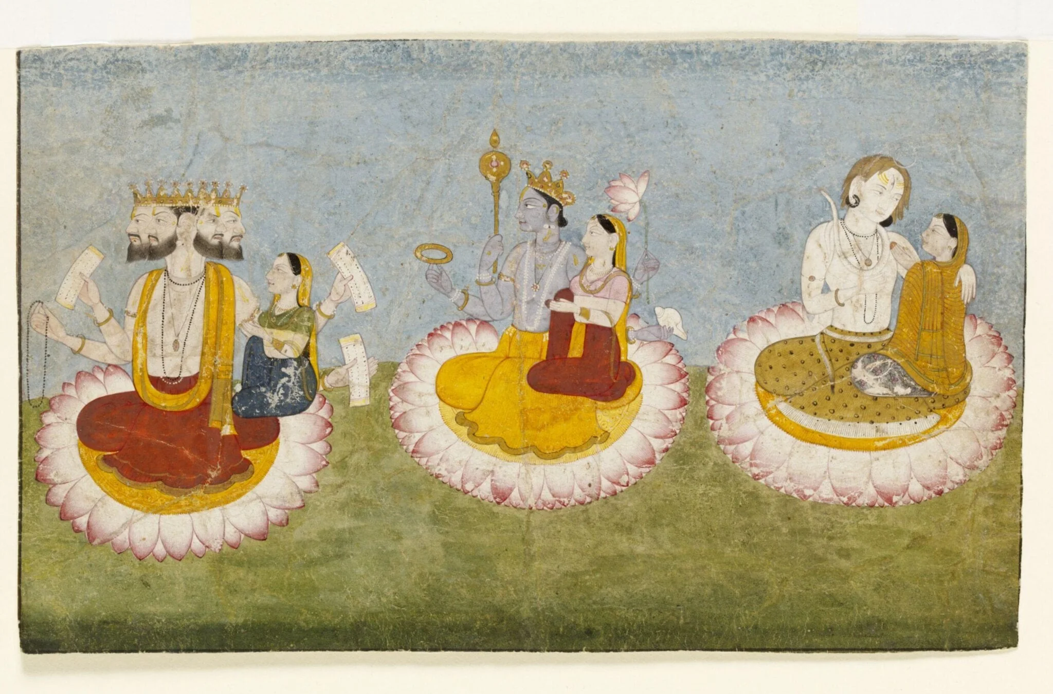 Brahma, Vishnu and Shiva, detail
