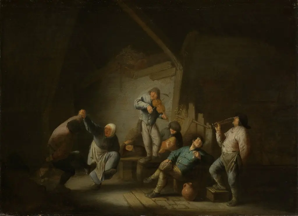 Dancing couple, by Adriaen van Ostade, oil, 1650