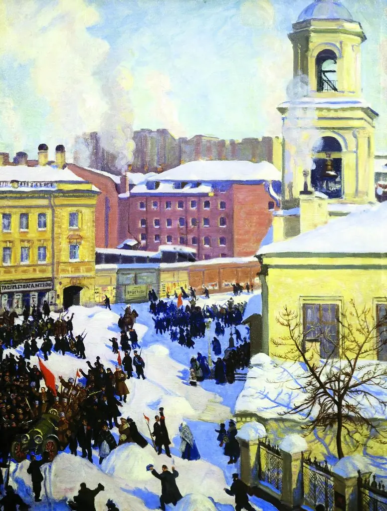 27 февраля 1917 года, by Boris Kustodiev, oil, 1917