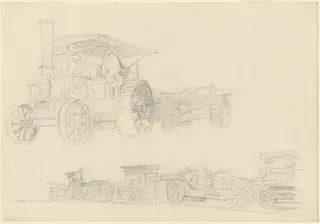 Gun Carriages, France, by John Singer Sargent, graphite, 1918