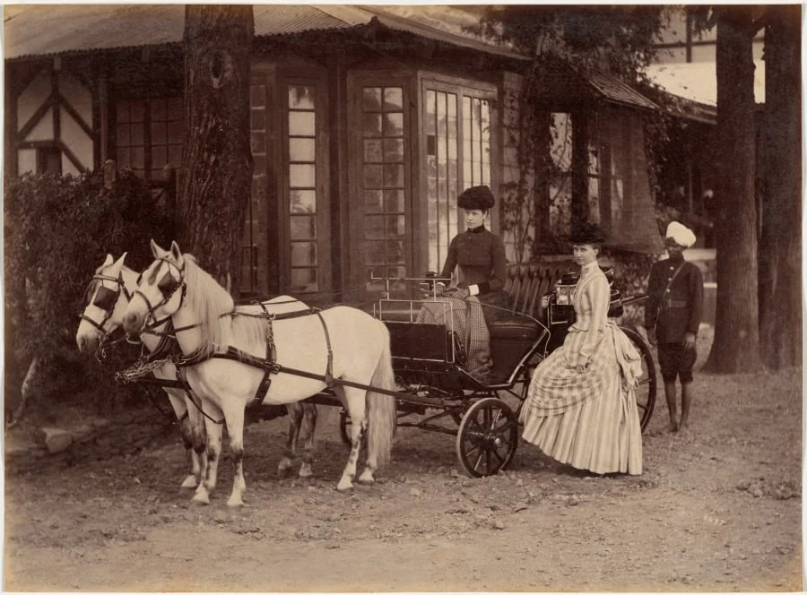 Mrs. and Miss Lyall, Shimla, detail