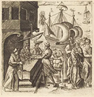 The Calling of Matthew, by Léonard Gaultier, ink, 1578