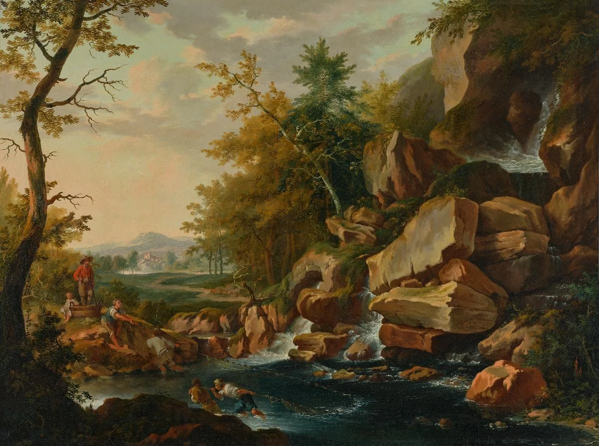 Felslandschaft mit Fischern, detail