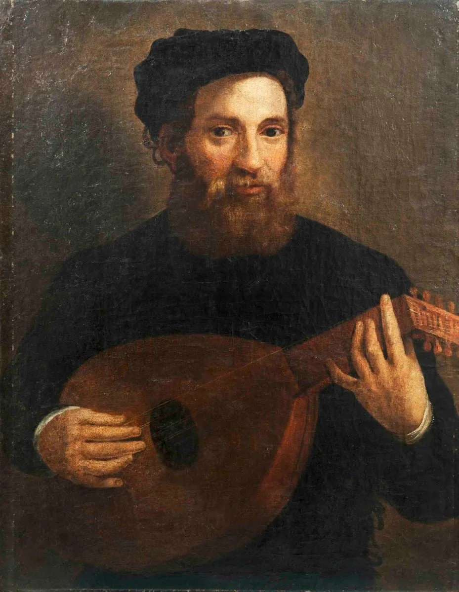 Bărbat cu lăută, detail