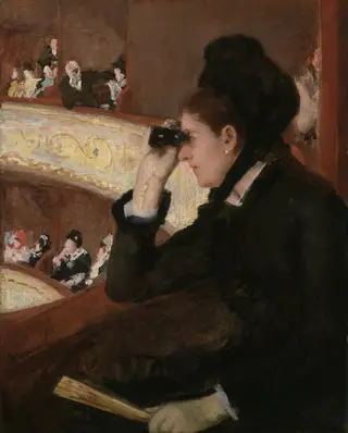 In the Loge, by Mary Cassatt, oil, 1890