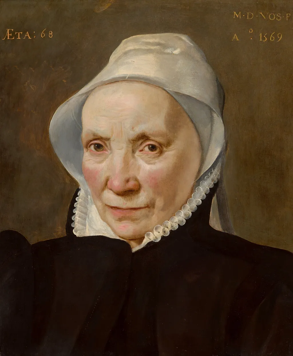 Portrait of a Woman Aged Sixty-Eight, by Maarten de Vos, oil, 1569