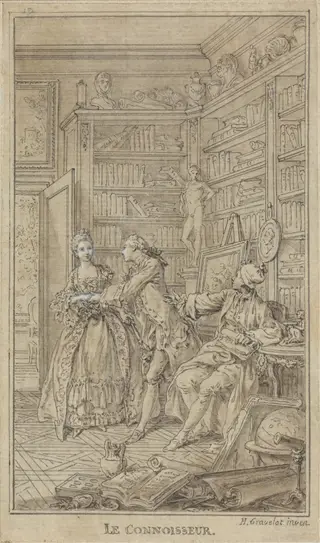 Le Connoisseur, by Hubert François Gravelot, ink, 1765