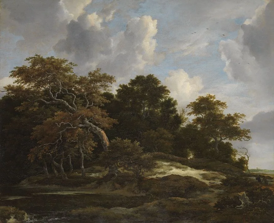 Waldlandschaft mit Hasenjagd, detail