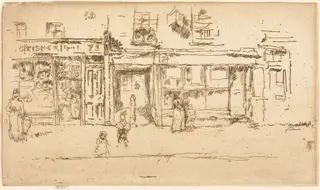 York Street, Westminster, by James McNeill Whistler, ink, 1887