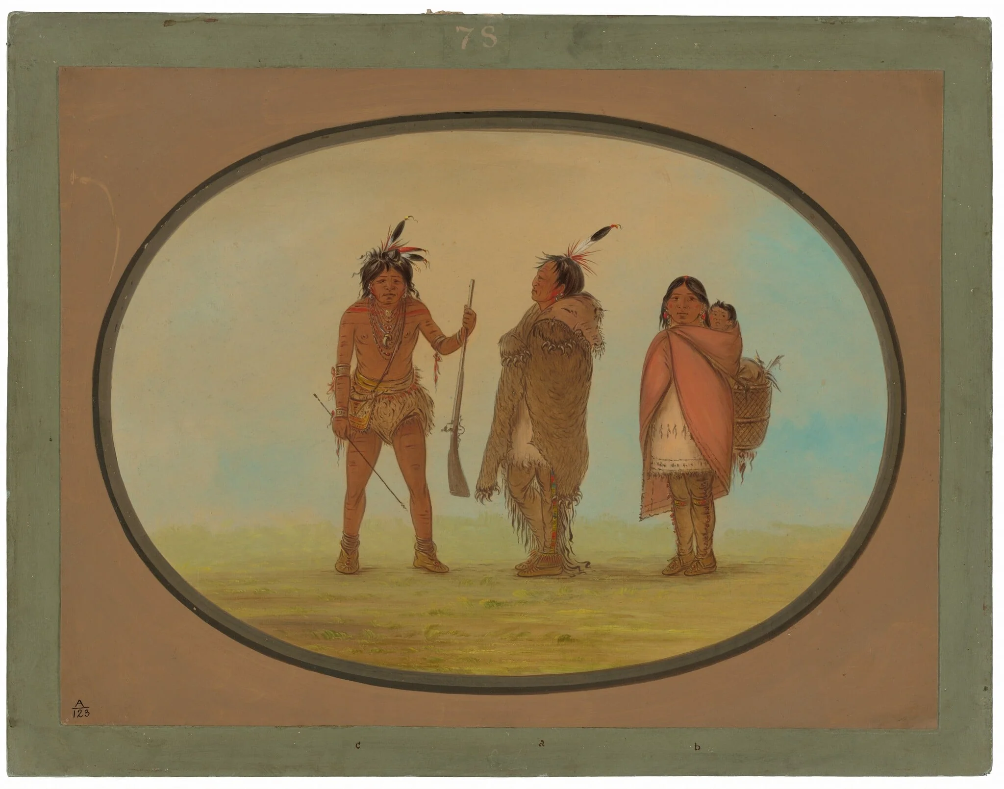 Arapaho Chief, His Wife, and a Warrior, detail