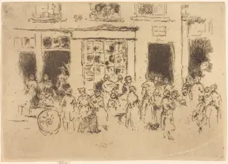 High Street, Brussels, by James McNeill Whistler, ink, 1887