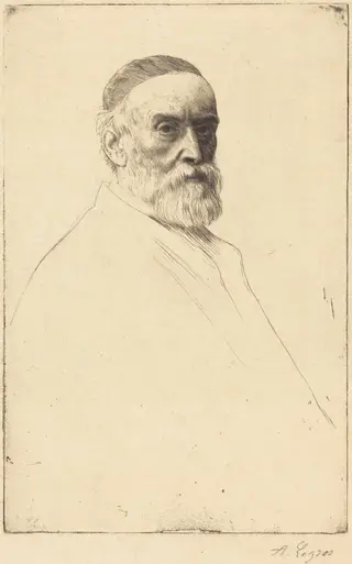 G.F. Watts, R.A., by Alphonse Legros, ink, 1874