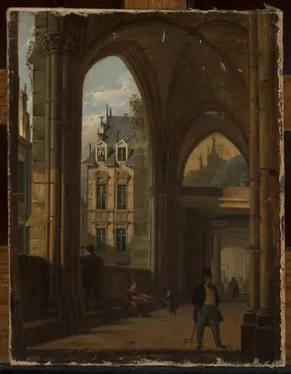 Arcades with the view of the city, by Marcin Zaleski, oil, 1846