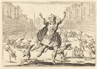 Skirmish in a Roman Circus, by Jacques Callot, ink, 1622