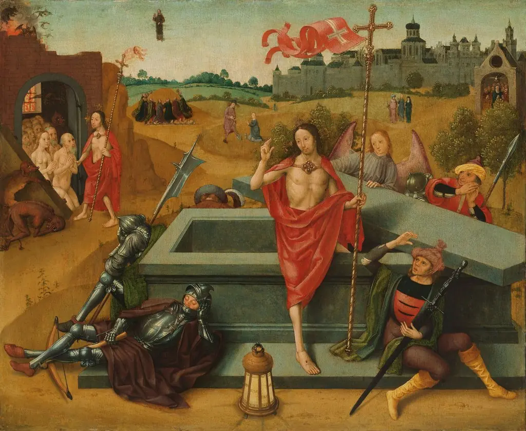 The Resurrection, by Master of the Amsterdam Death of the Virgin, oil, 1500