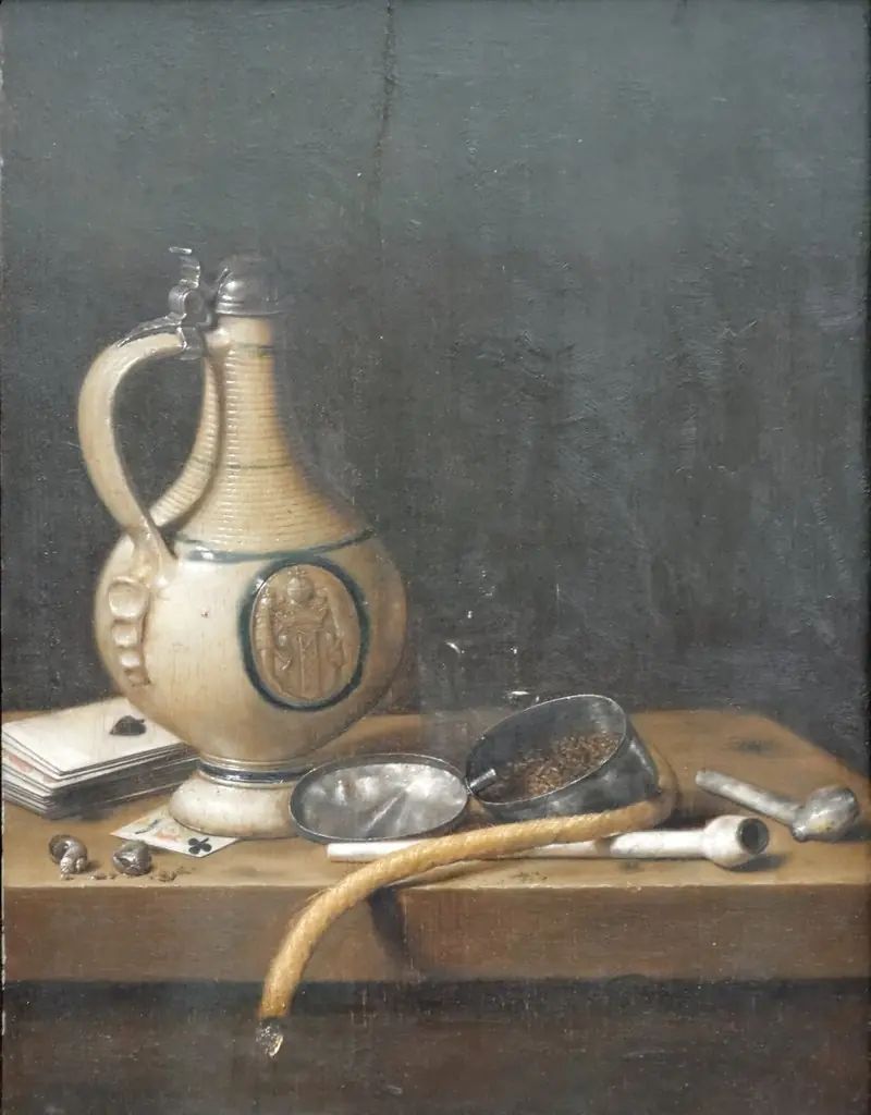 Still Life with Smoking Paraphernalia, by Jan Jansz van de Velde, oil, 1650