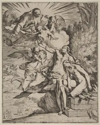 The Sacrifice of Abraham, by Pietro Testa, ink, 1641