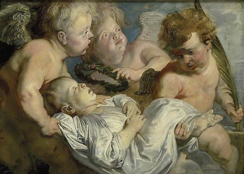 A dead Child carried to Heaven by Angels, detail