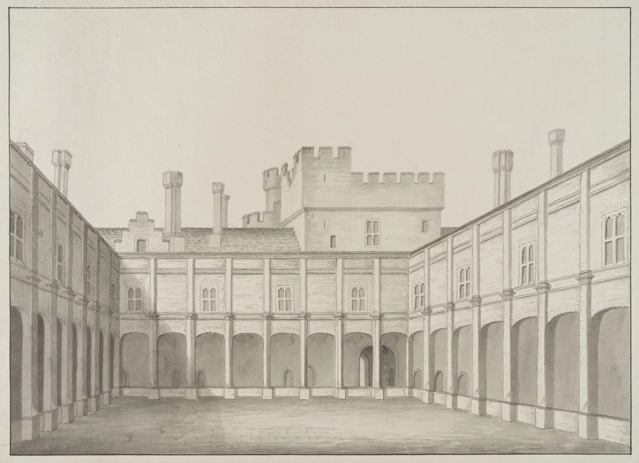 Interior of Green Court, looking south., detail