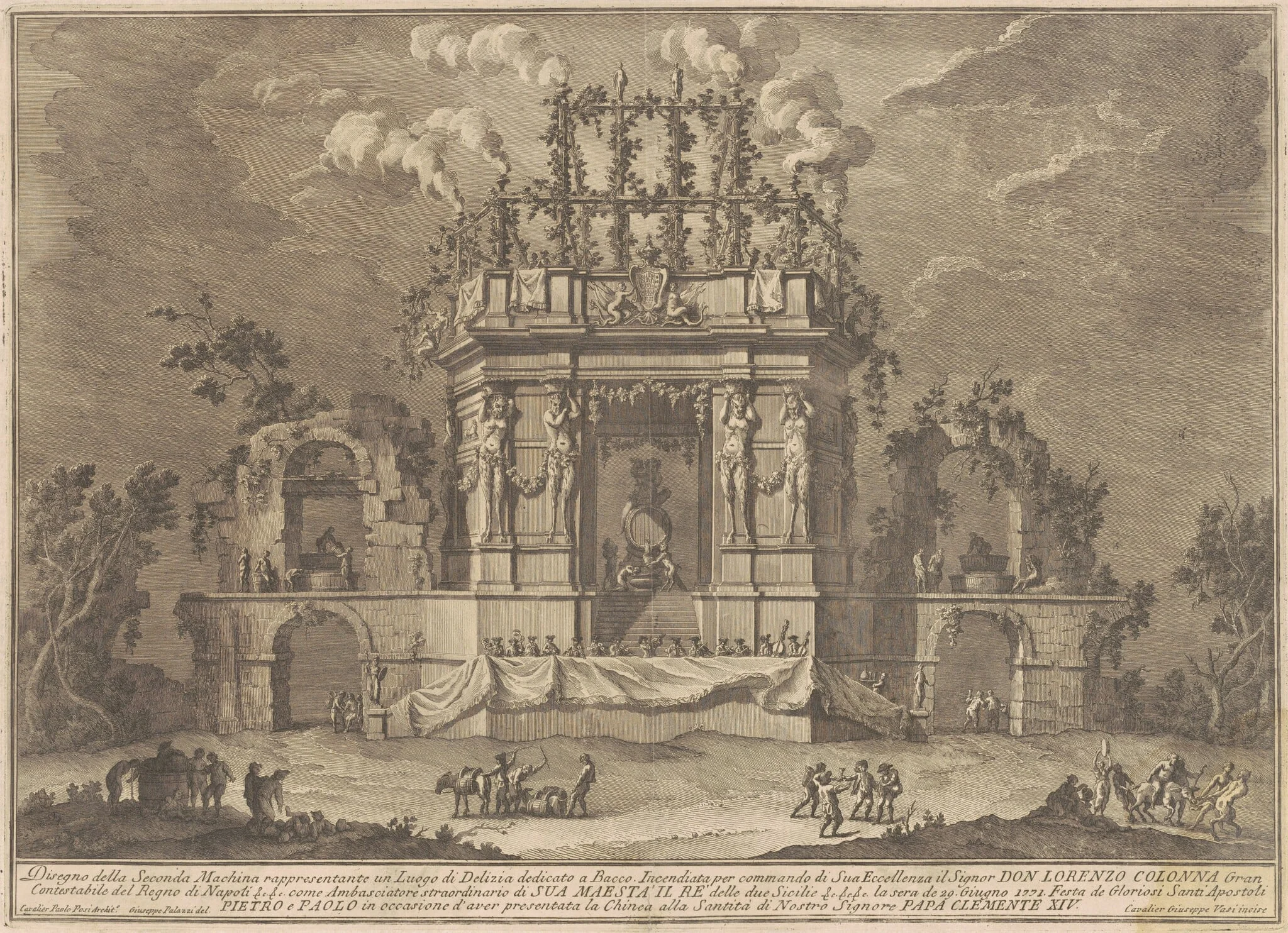The Seconda Macchina for the Chinea of 1771: A Pleasure Palace Dedicated to Bacchus, detail