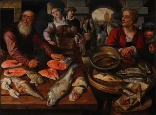 Fish Market, by Joachim Beuckelaer, oil, 1568