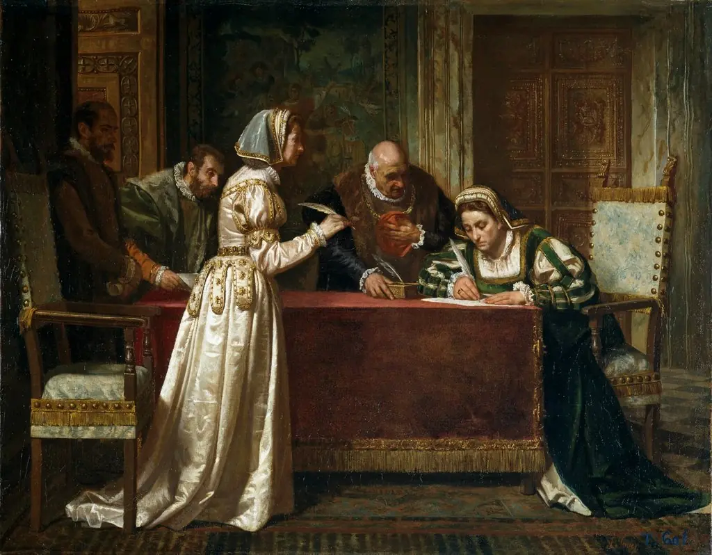 Tratado de Cambray, by Francisco Jover y Casanova, oil, 1871