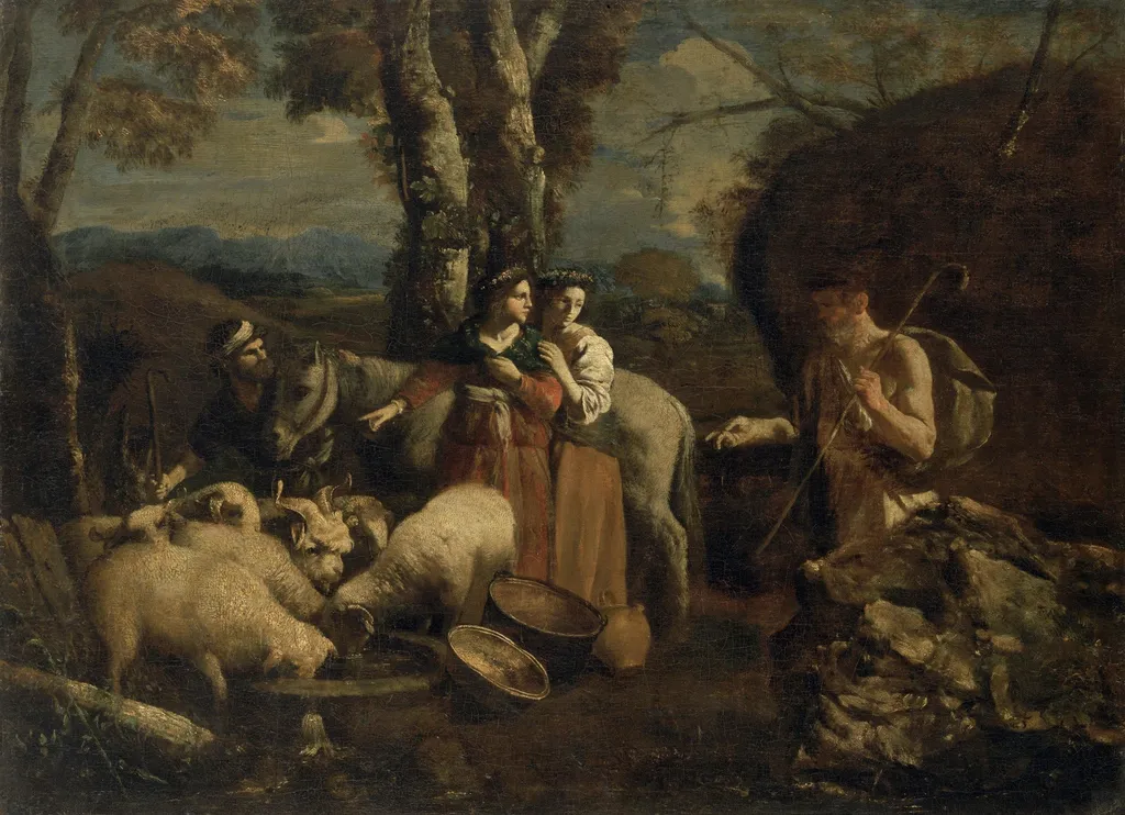 Jacob Meeting Rachel, by Andrea di Leone, oil