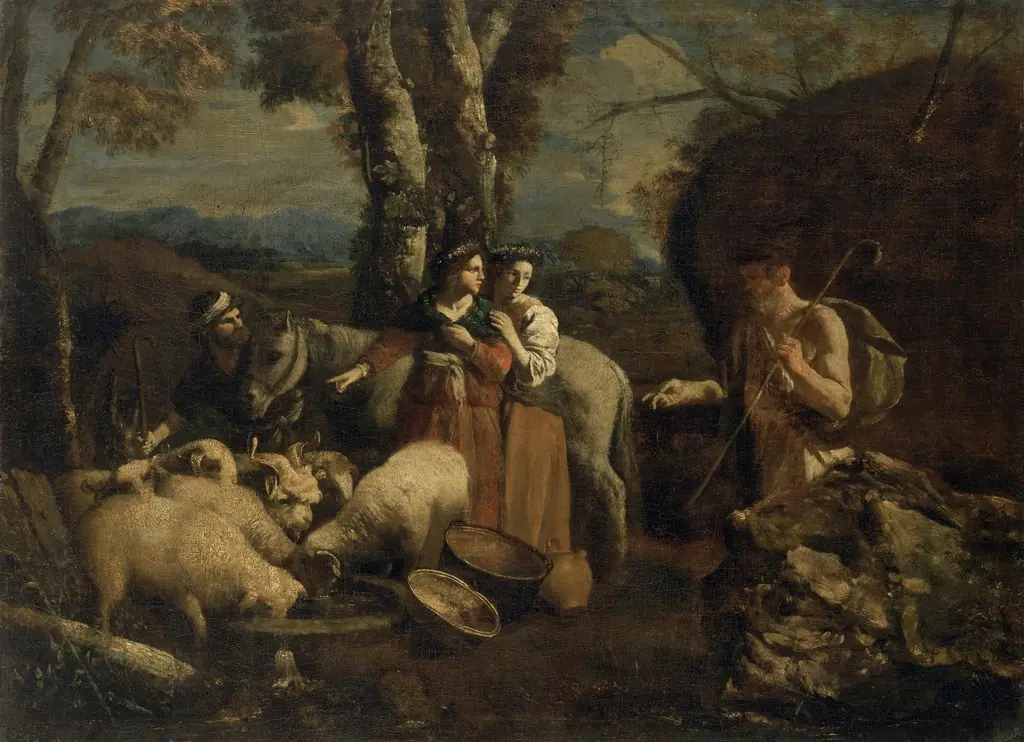 Jacob Meeting Rachel, by Andrea di Leone, oil