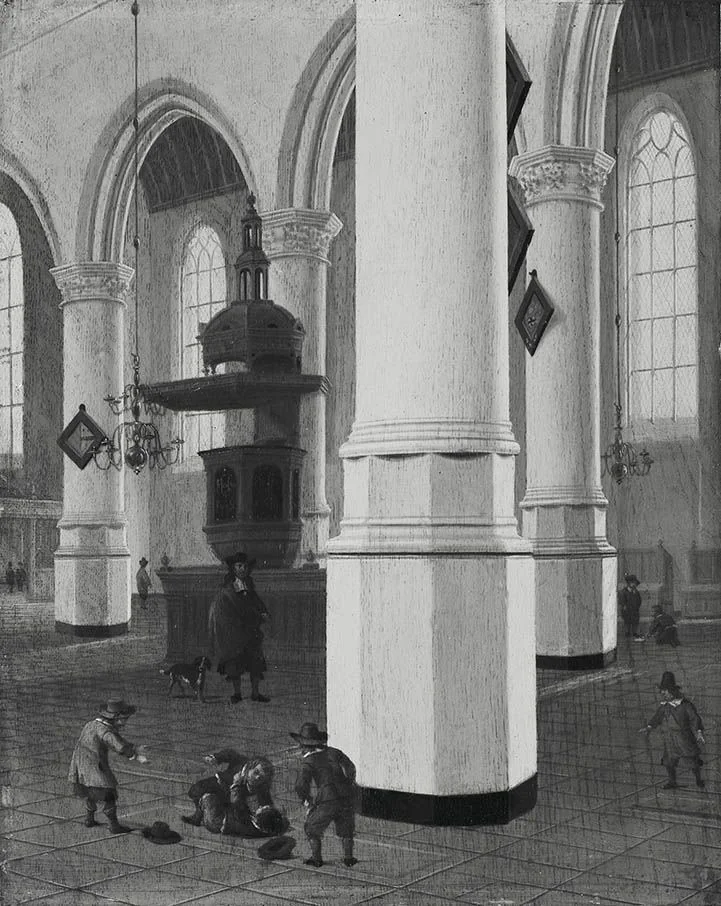 Inneres der Oude Kerk in Delft, detail