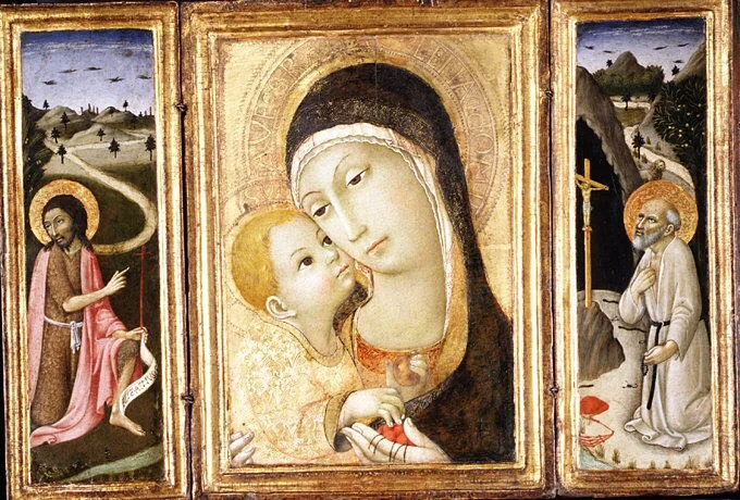 Madonna and Child; Saint John the Baptist; Saint Jerome, detail