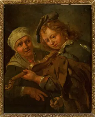 Fiddler, by Jacob Toorenvliet, oil, 1712