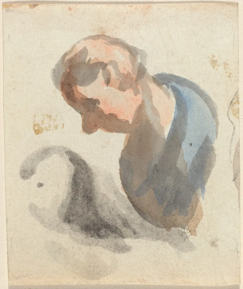 Head of a Man, by Honoré Daumier, watercolor, 1844