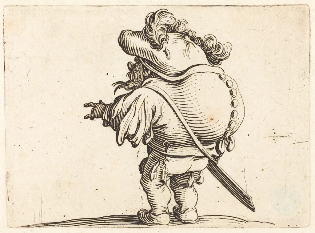 The Hunchback with the Feathered Cap, by Jacques Callot, ink, 1622
