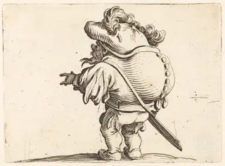 The Hunchback with the Feathered Cap, by Jacques Callot, ink, 1622