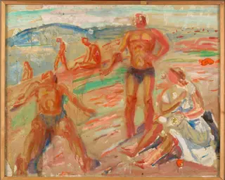 People Sunbathing, by Edvard Munch, oil, 1940
