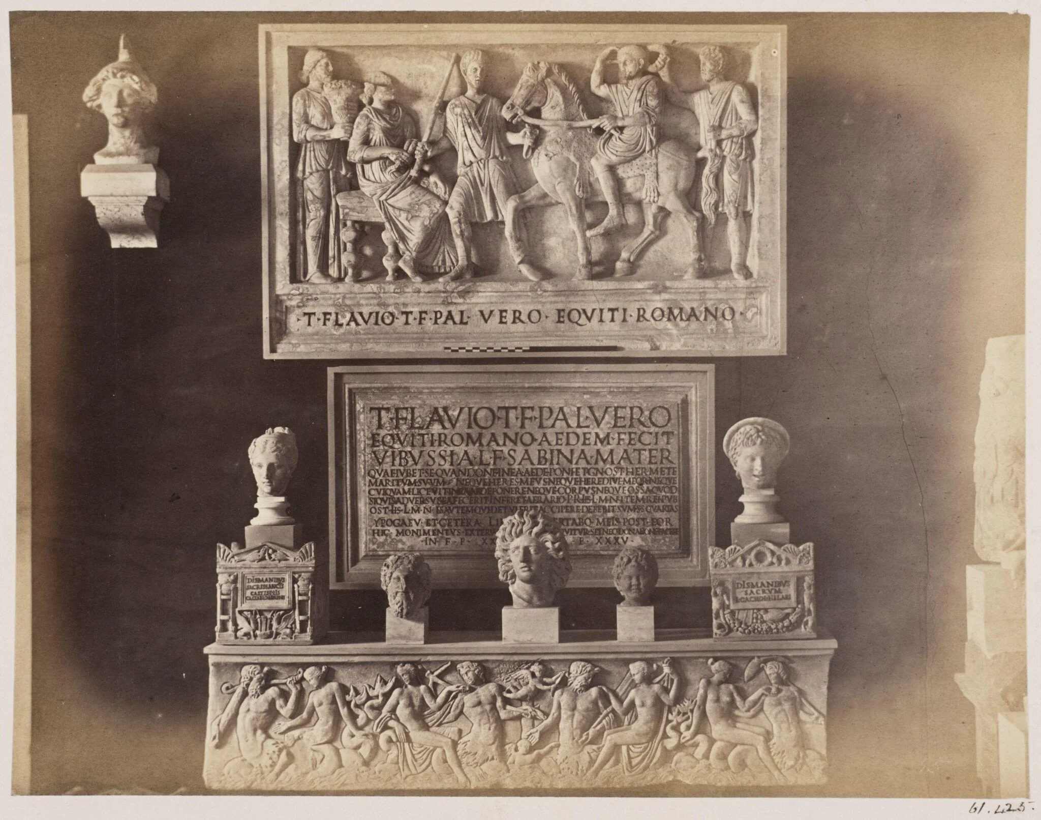 Sculpture - Tomb of Titus Flavius Verus, now in the Lateran Museum, with the Inscription of the Aedes Veri, detail