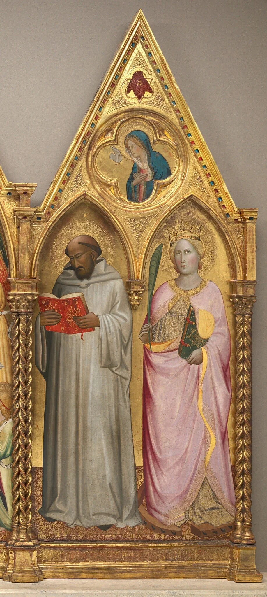 Saint Bernard and Saint Catherine of Alexandria with the Virgin of the Annunciation [right panel], detail