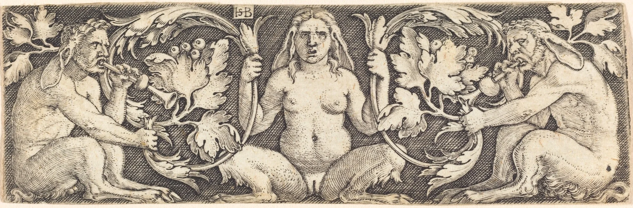 Ornament with Three Satyrs, detail