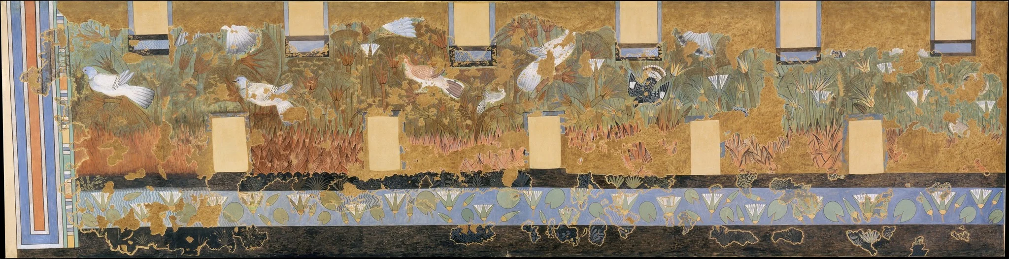 Facsimile painting from the 'Green Room' in the North Palace at Amarna, detail