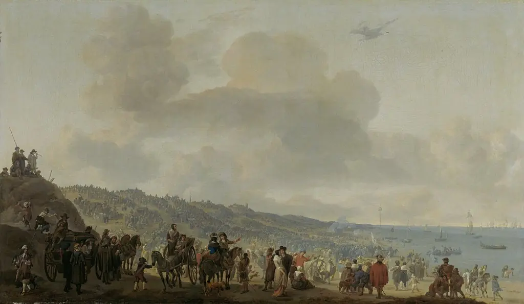 The Departure of Charles II (1630-1685) from Scheveningen, 2 June 1660, by Johannes Lingelbach, oil, 1667